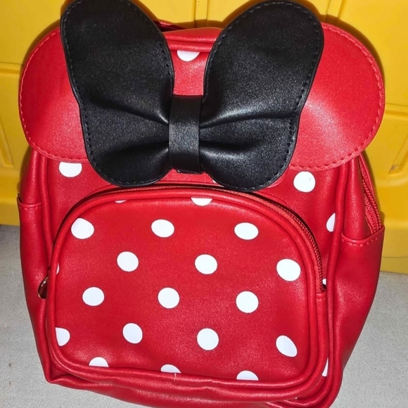 Handbags - Red Polka Dot Minnie-Style MINI Backpack with Black Bow